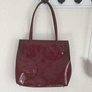 Red Vegan Patent Leather Tote